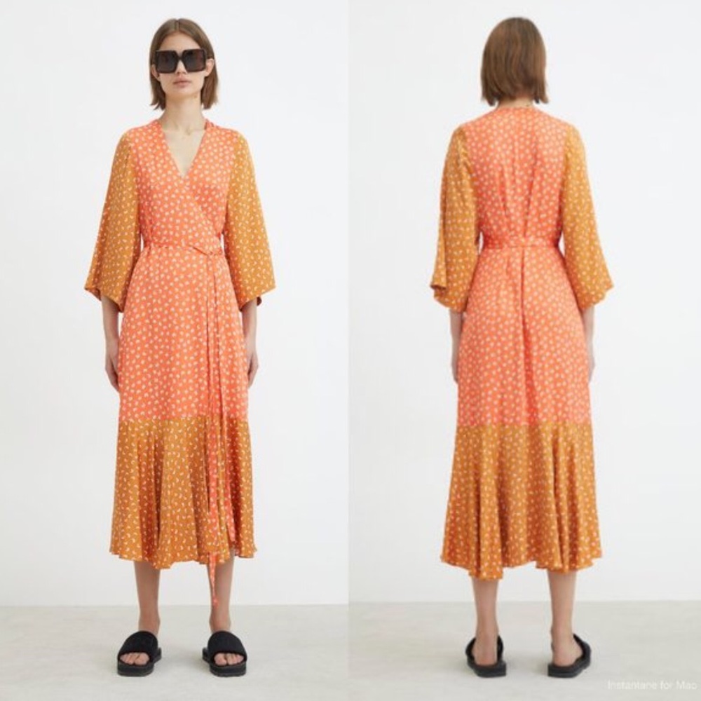 NWOT Rodebjer Millie Wrap Dress in Sandy Orange M